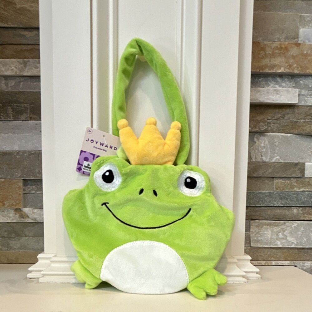 Joyward Frog Shoulder Bag with Crown Accent Plush Soft Kids Animal Purse